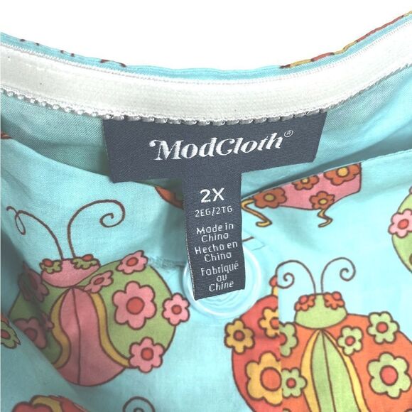 ModCloth x Marisol Muro Wm’s Sz XXL Blue Ladybug Aligned Destiny Fit Flare Dress - Picture 7 of 8